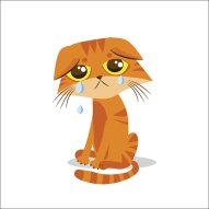 Sad Crying Cat. Cartoon vector illustration.